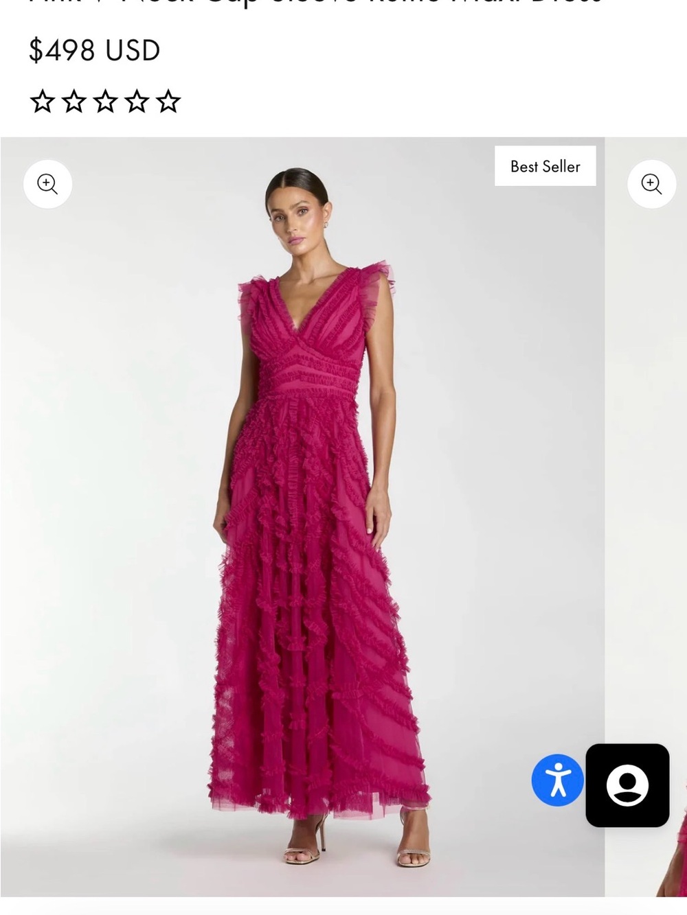 Mac Duggal Fuchsia Ruffled V-Neck Maxi Dress